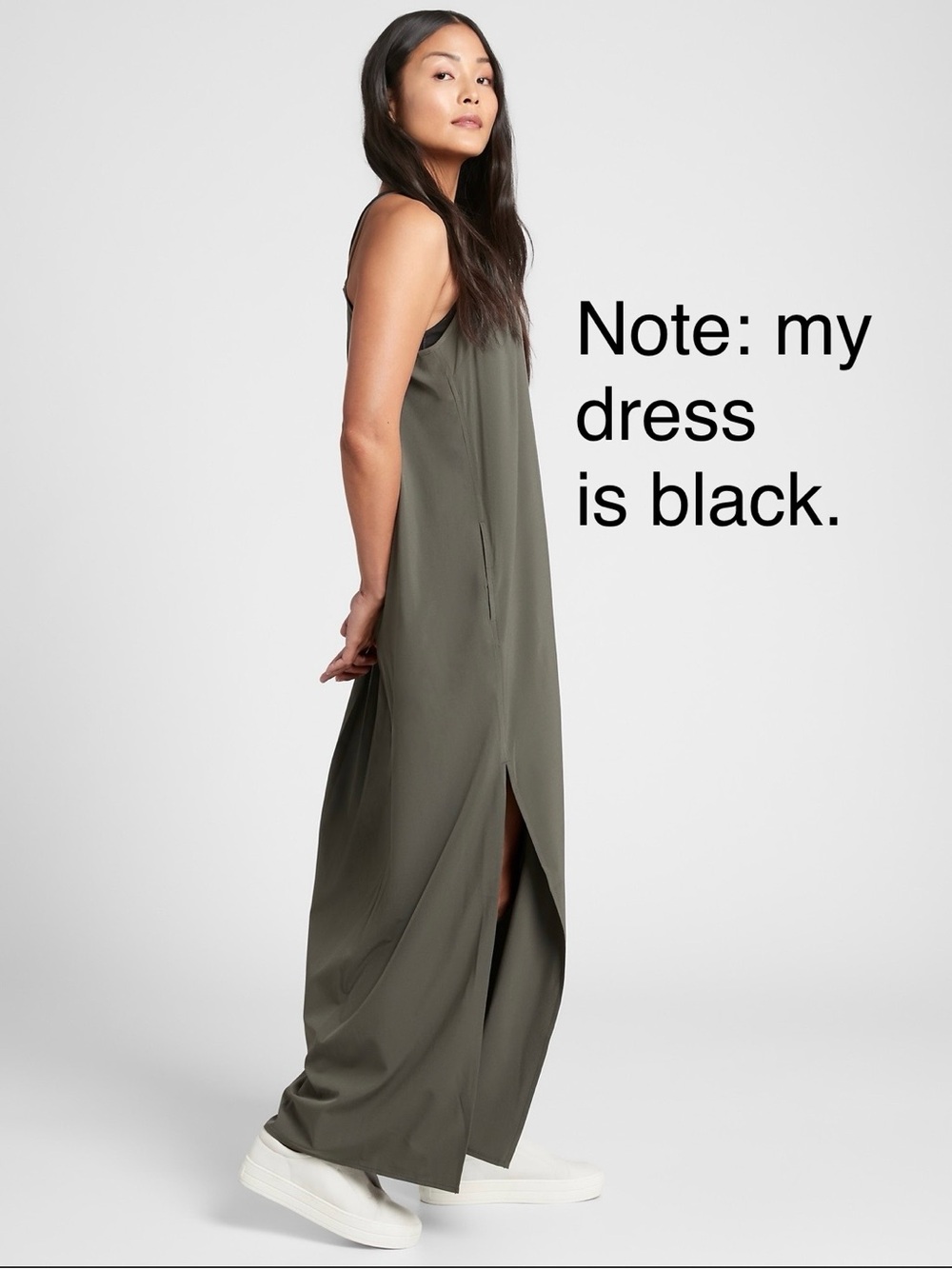 Athleta Black Hayes Maxi Dress Pleated Active Travel Wear in EUC - Picture 7 of 9
